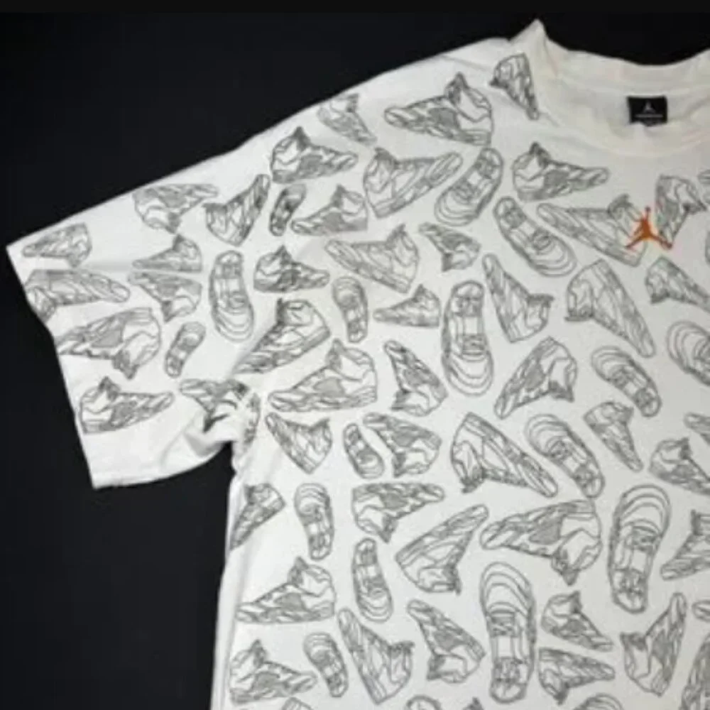 Nike Jordan All Over Front Print White Retro Shoes Sketch Orange Logo